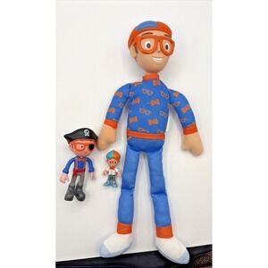 Blippi Nighttime Plush 16" With Sounds & Phrases-Works & 2 small plastic Blippis